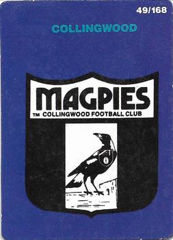 1990 AFL Scanlens Stimorol #49 Collingwood Magpies Front